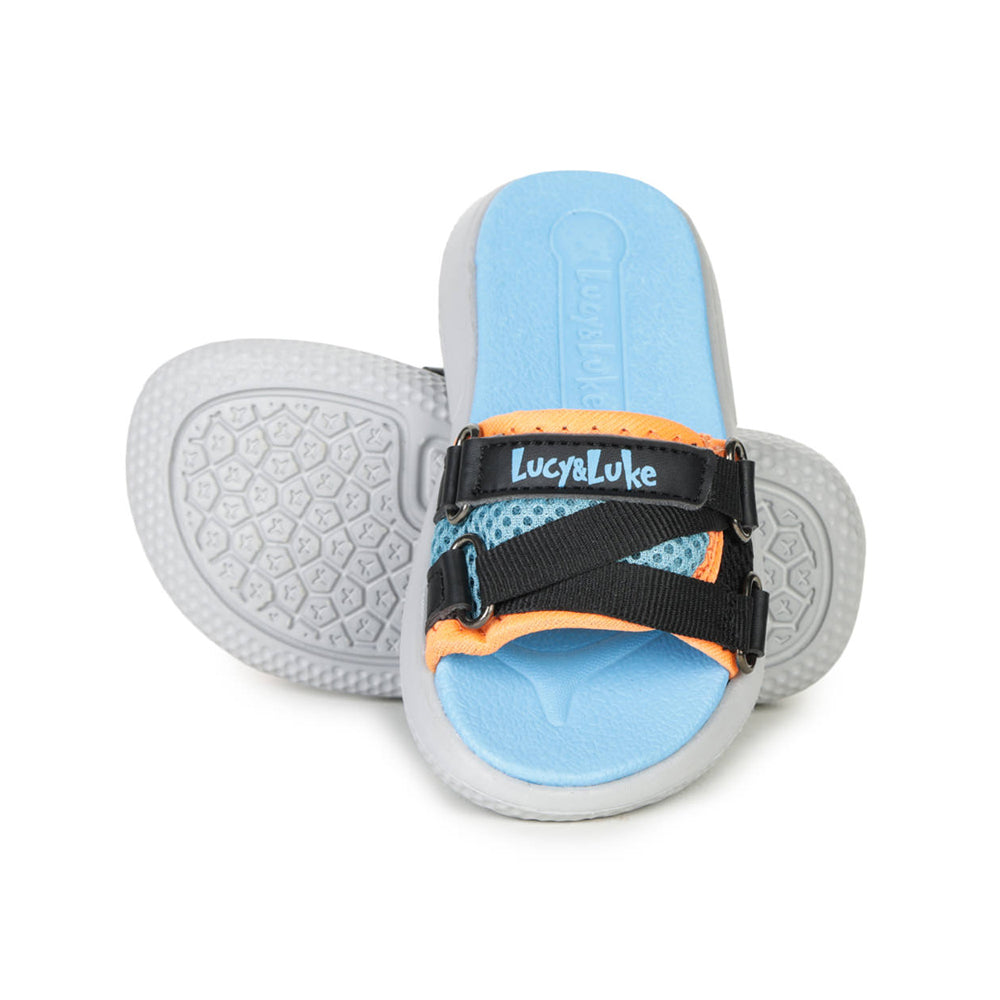 Lucy & Luke Blue Slides For Kids HIPPO-12S By Liberty