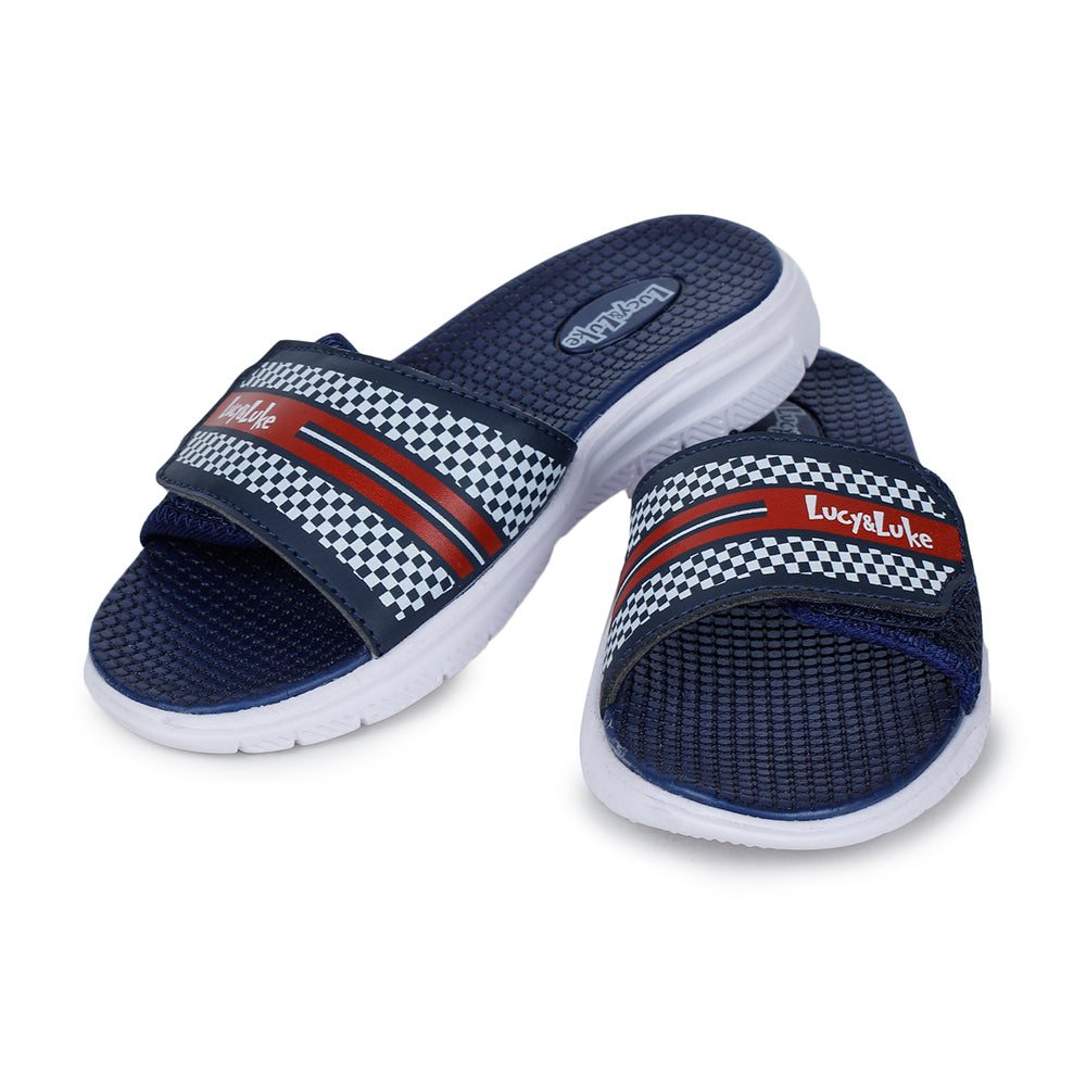 Lucy & Luke Casual Navy Blue Slides For Kids OPPO-4S By Liberty