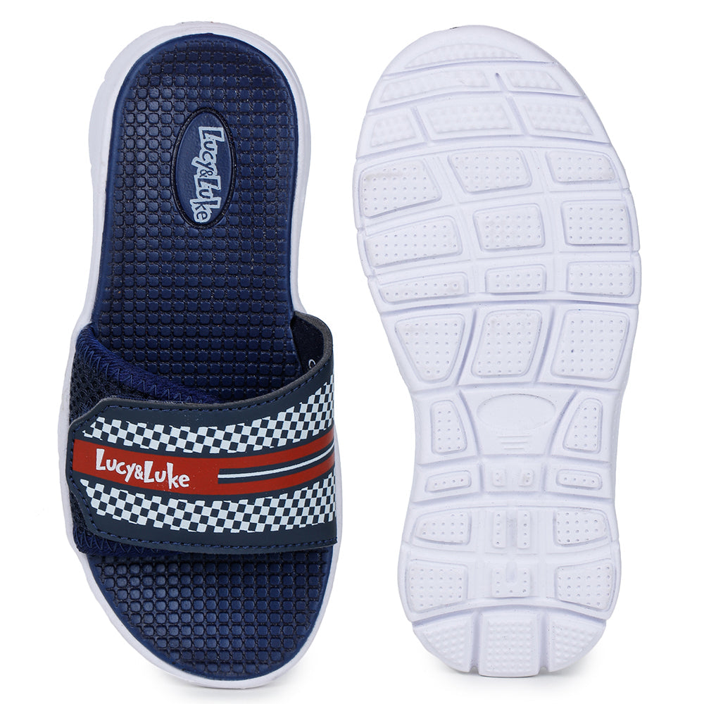 Lucy & Luke Casual Navy Blue Slides For Kids OPPO-4S By Liberty