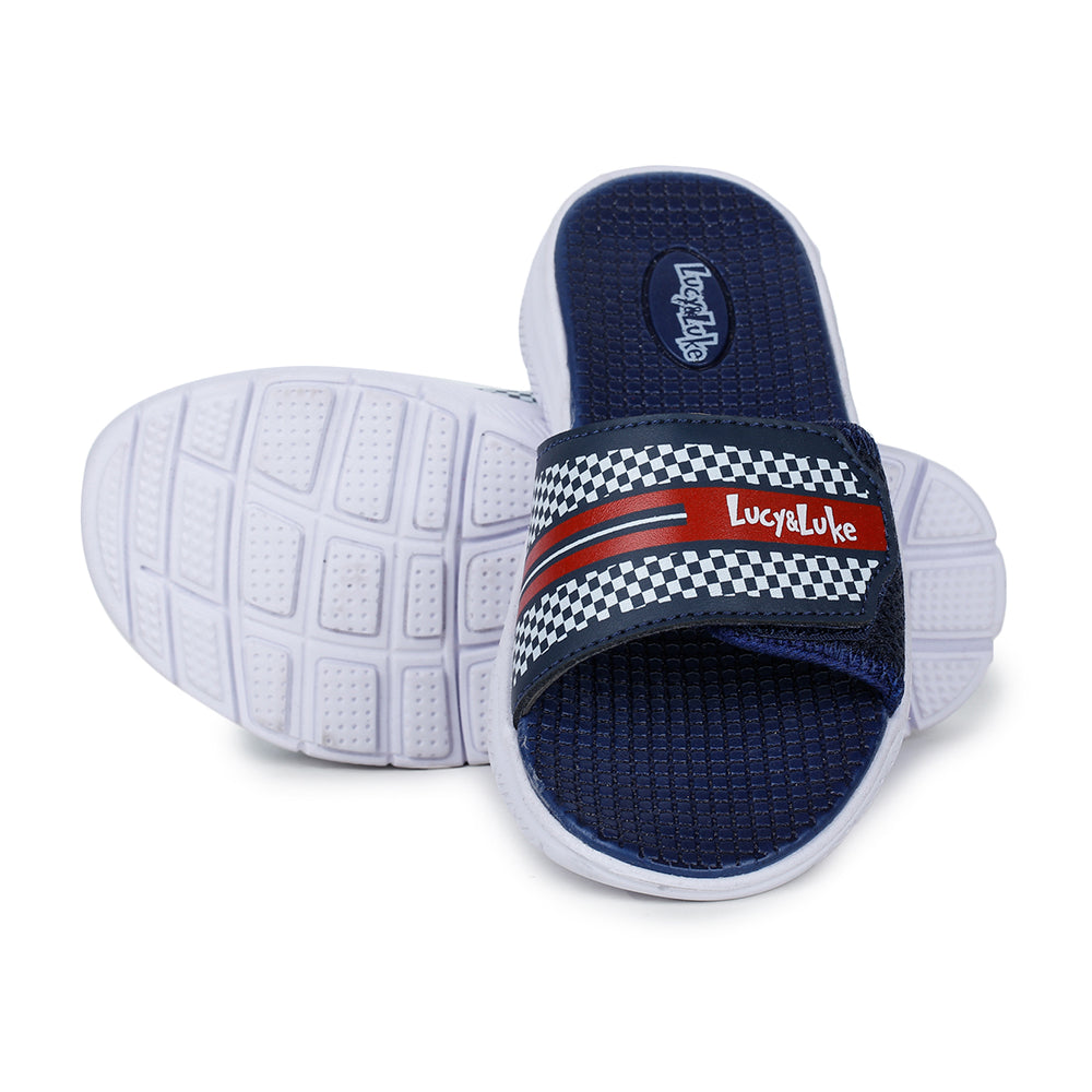 Lucy & Luke Casual Navy Blue Slides For Kids OPPO-4S By Liberty