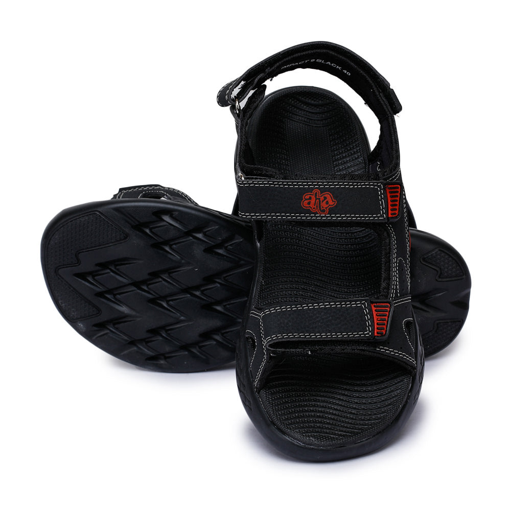 A-HA Casual Black Sandals For Men IMPACT-9 By Liberty