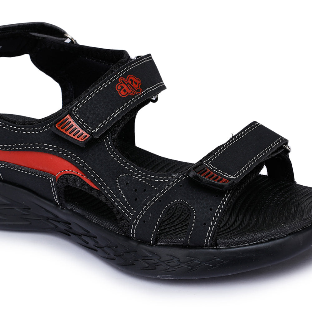 A-HA Casual Black Sandals For Men IMPACT-9 By Liberty