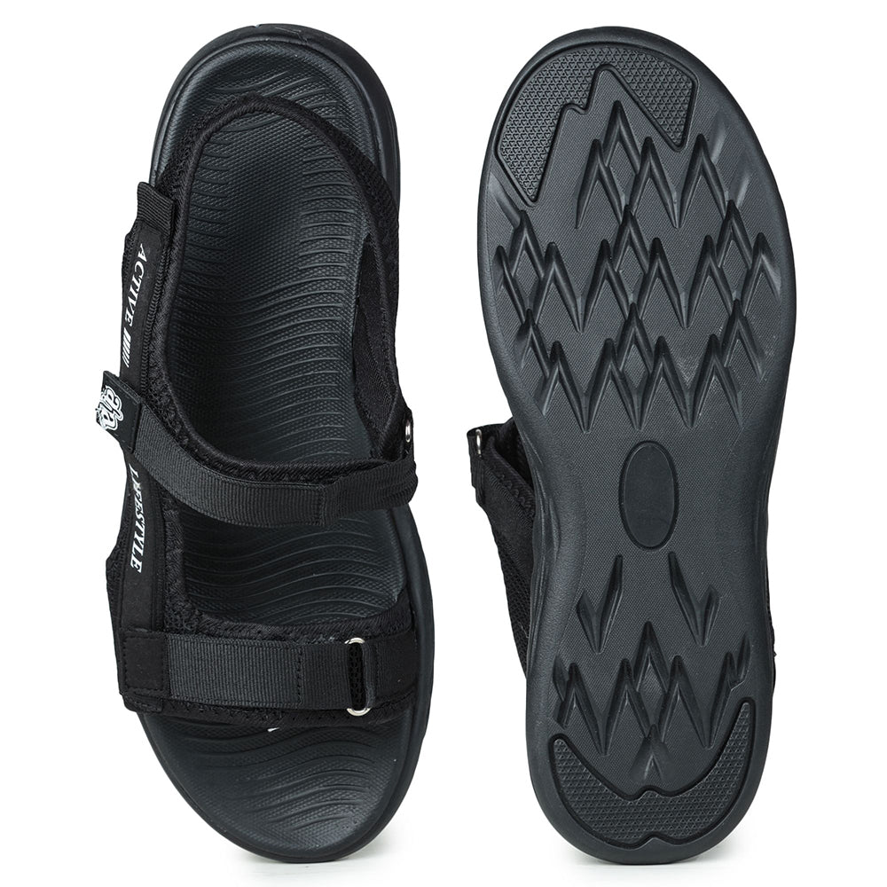 A-HA Casual Black Sandals For Men IMPACT-8 By Liberty