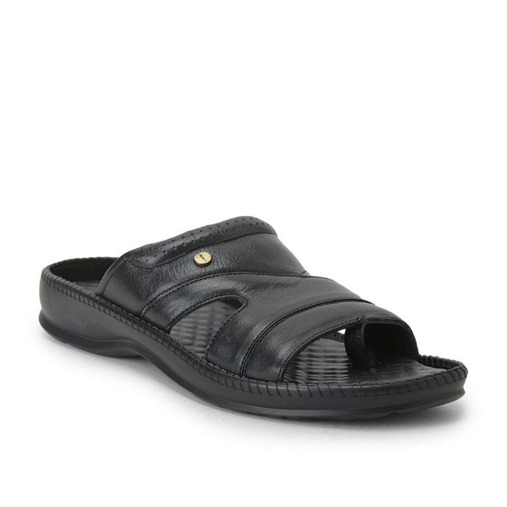 COOLERS Casual (Black) Slippers For Men STEAMER-2 By Liberty