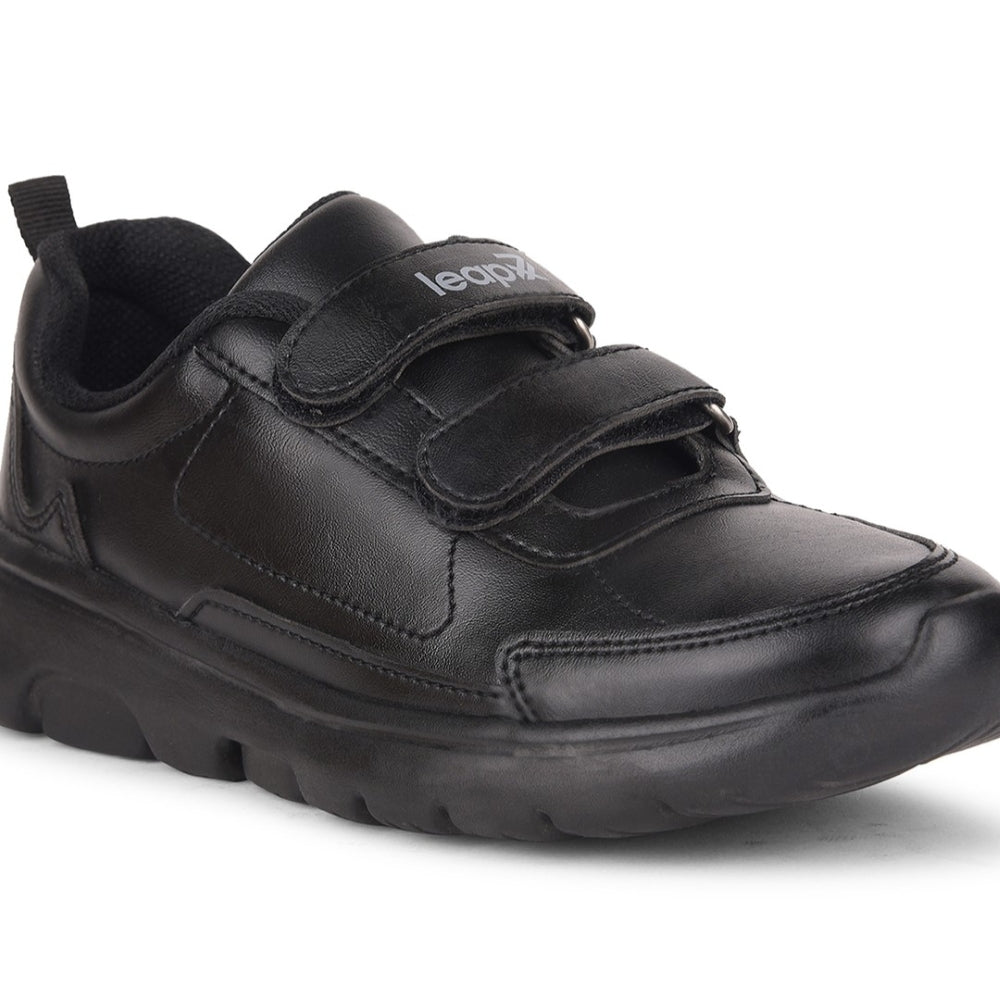 Leap7x Black Non Lacing Uniform School Shoes For Kids SCHLSTAR-V 