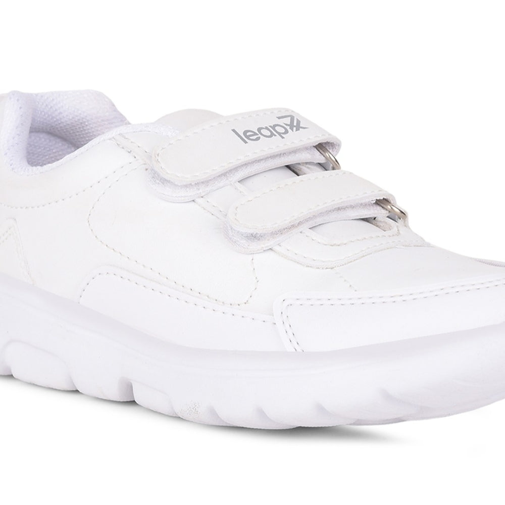 Leap7x White Non Lacing Uniform School Shoes For Kids SCHLSTAR-V 