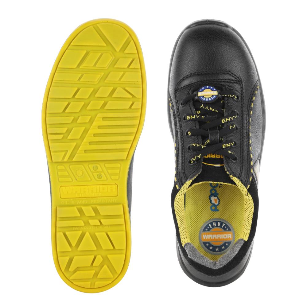 Warrior Steel Toe Black & Yellow Safety Shoes for Men Envy Earth Popcorn By Liberty