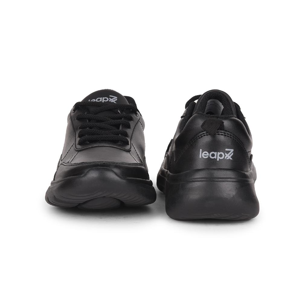 Leap7x Black Lacing Uniform School Shoes For Kids SCHLSTAR-L 