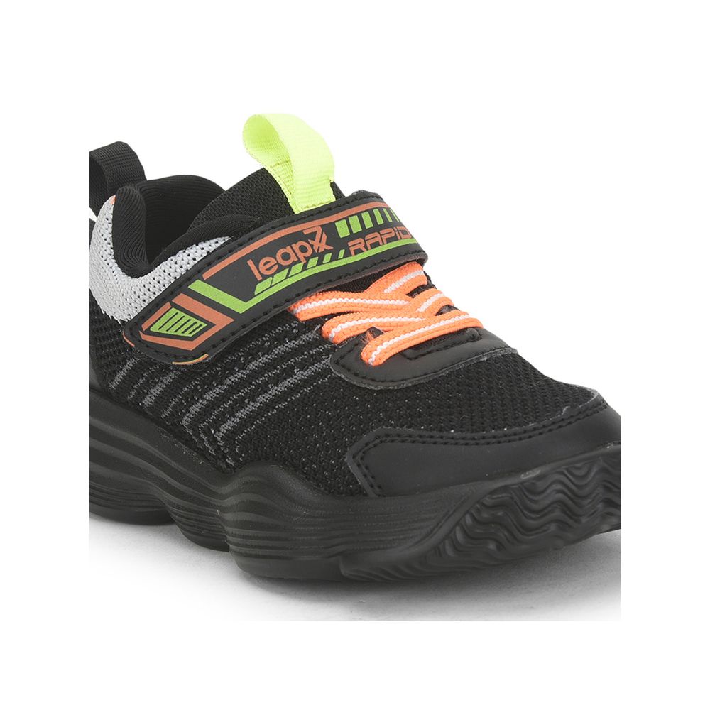 Leap7x Sports Non Lacing Shoe For Kids (Black) RUSH-1 By Liberty