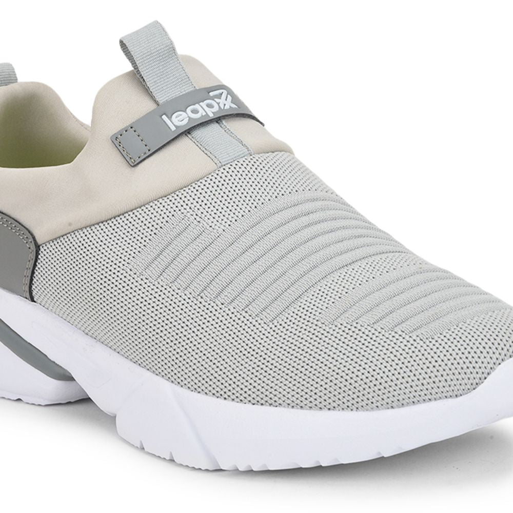 Leap7x Non Lacing Light Grey Casual Slip on Shoes For Men BRISK 01 By Liberty