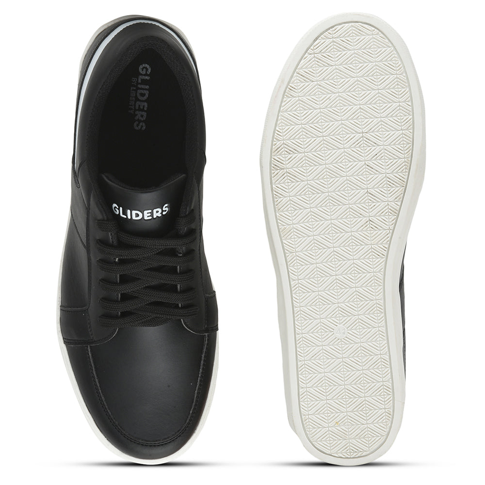 Gliders Casual Black Lacing Sneakers For Men ZIDANE By Liberty