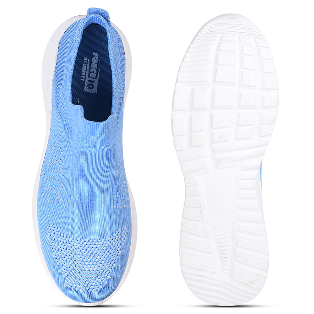 Force 1 Sports Non Lacing Shoe For Ladies ( S.Blue ) Rose-1E By Liberty