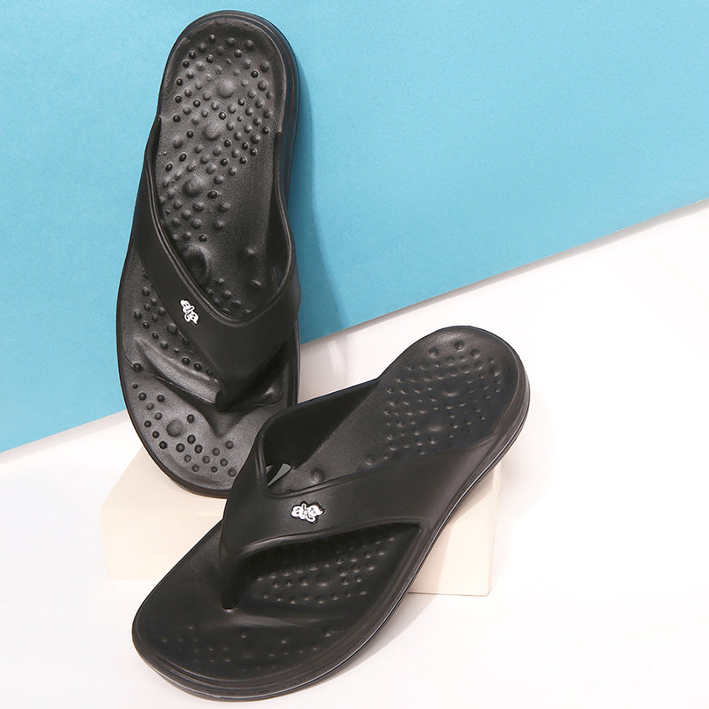 A-HA Casual Black Flip Flop For Men BEACHTIME By Liberty