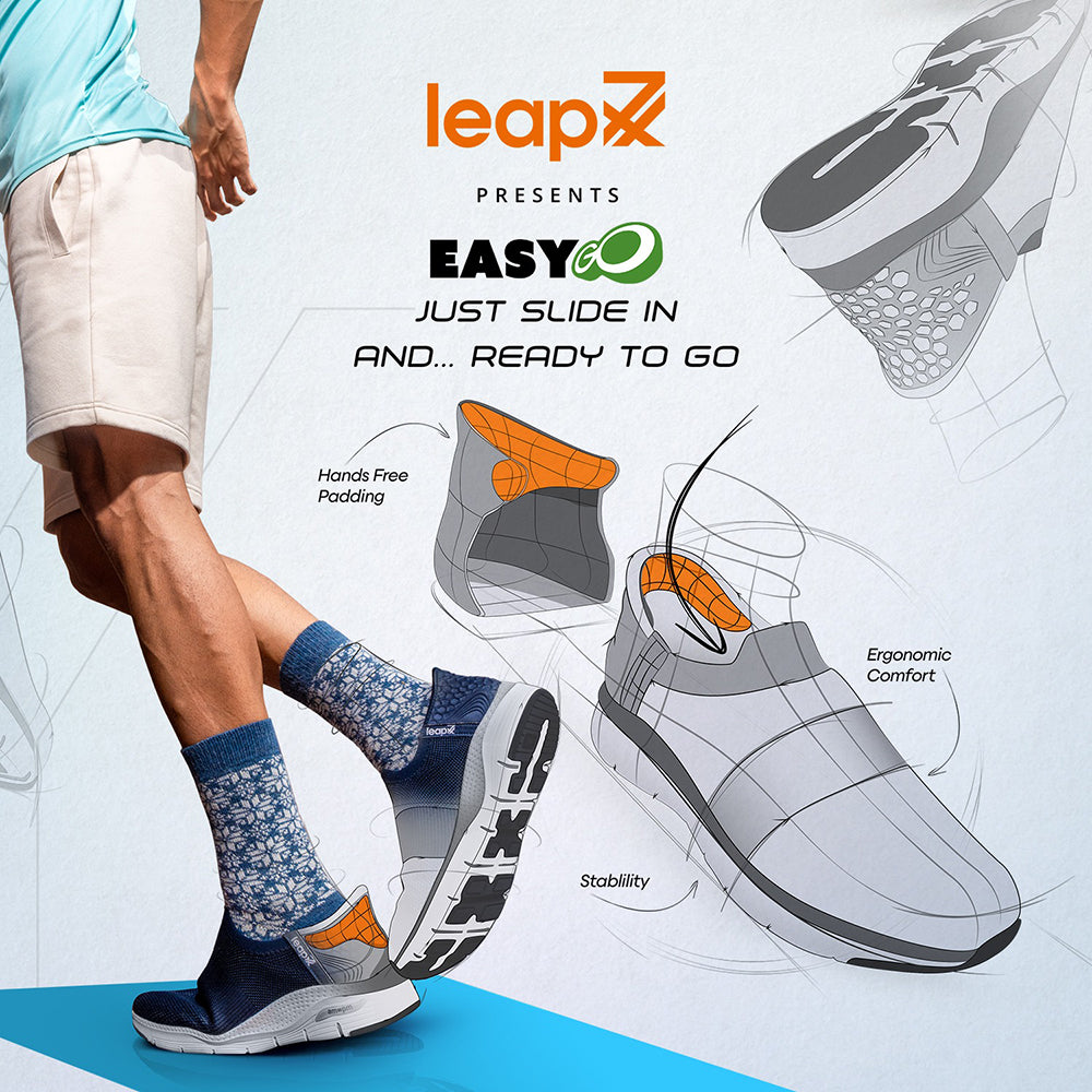 Leap7x By Liberty Men EAZY-M N.Blue Sports Non Lacing Shoes