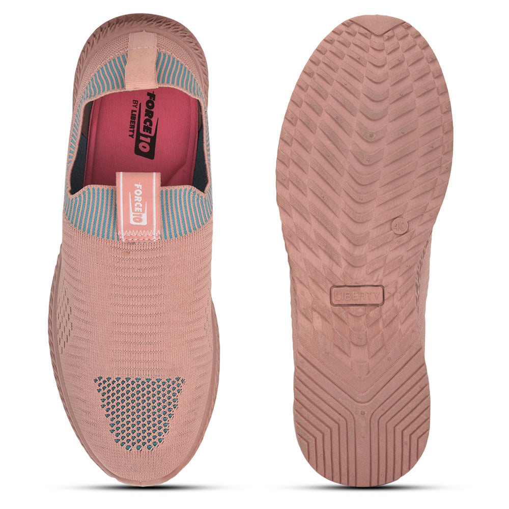 Force 1 Sports Non Lacing Shoe For Ladies (Peach) GRACE-4 By Liberty