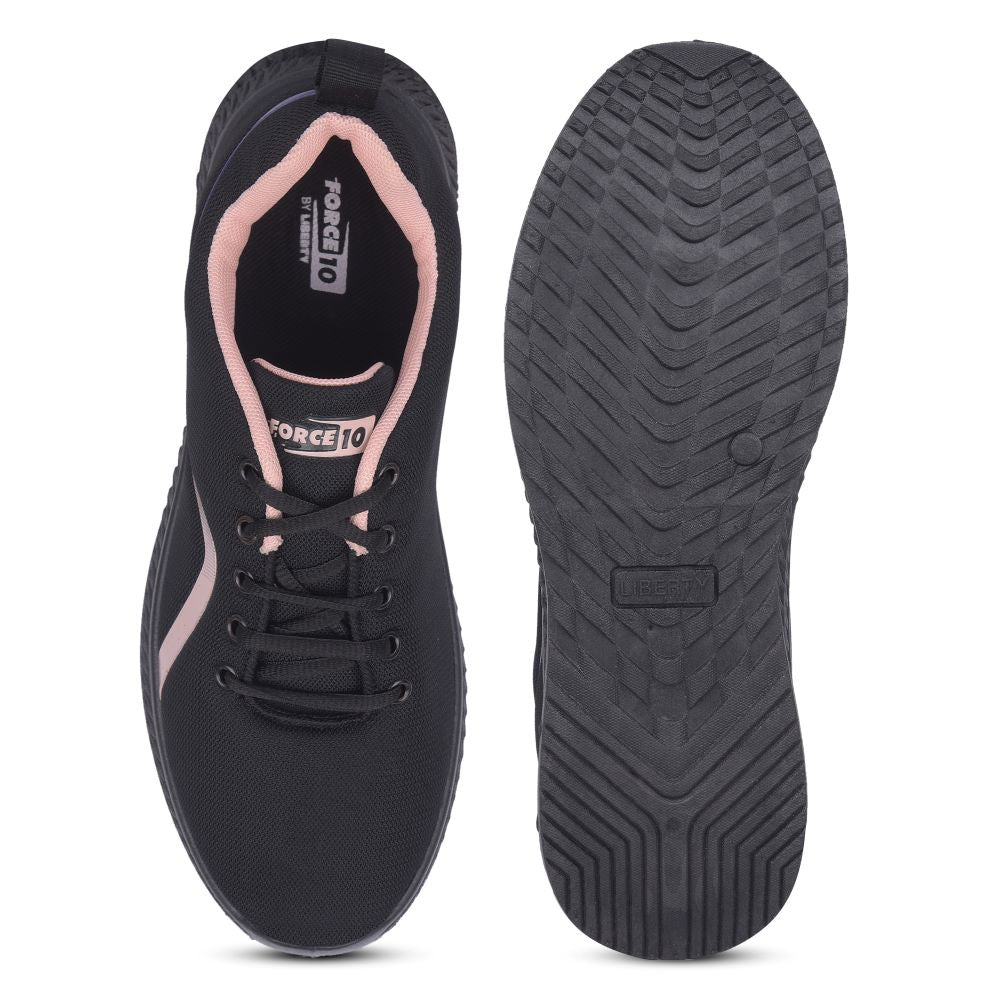 FORCE 1 By Liberty Women LYRA-2 Black Sports Lacing Shoes