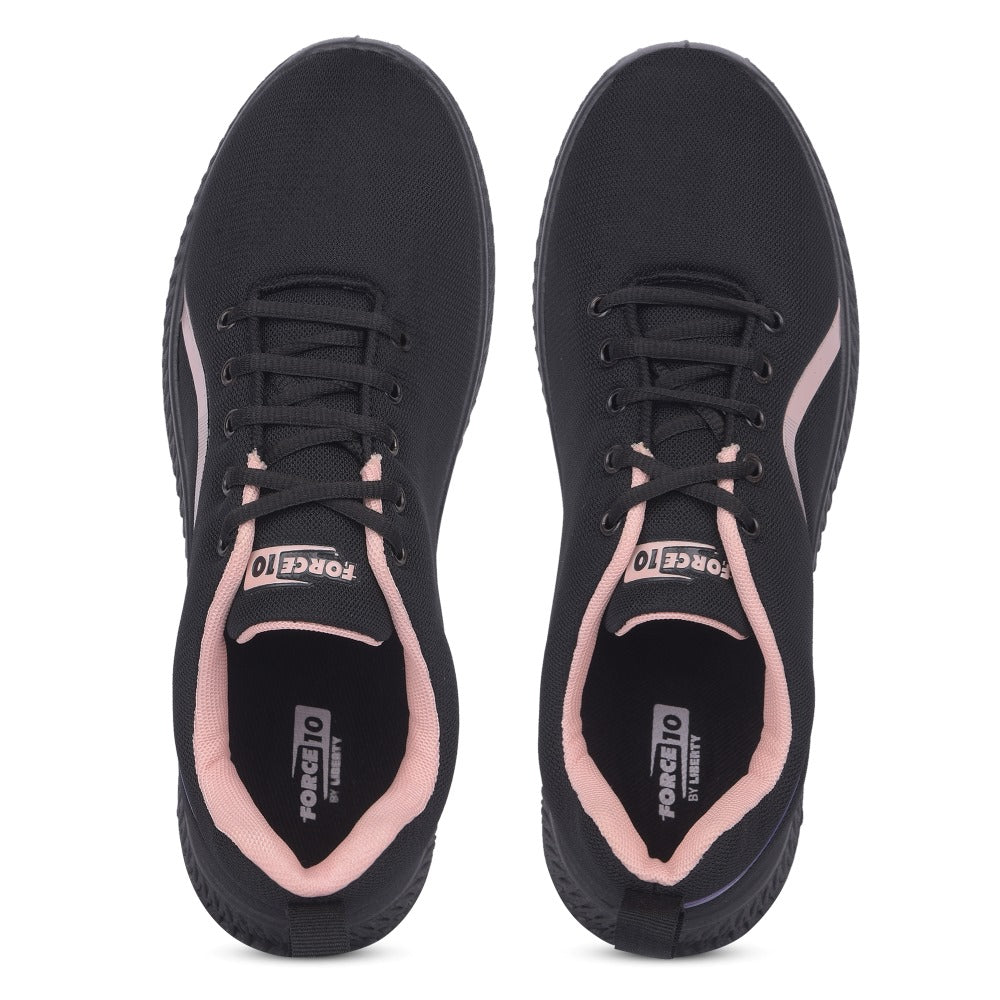 FORCE 1 By Liberty Women LYRA-2 Black Sports Lacing Shoes