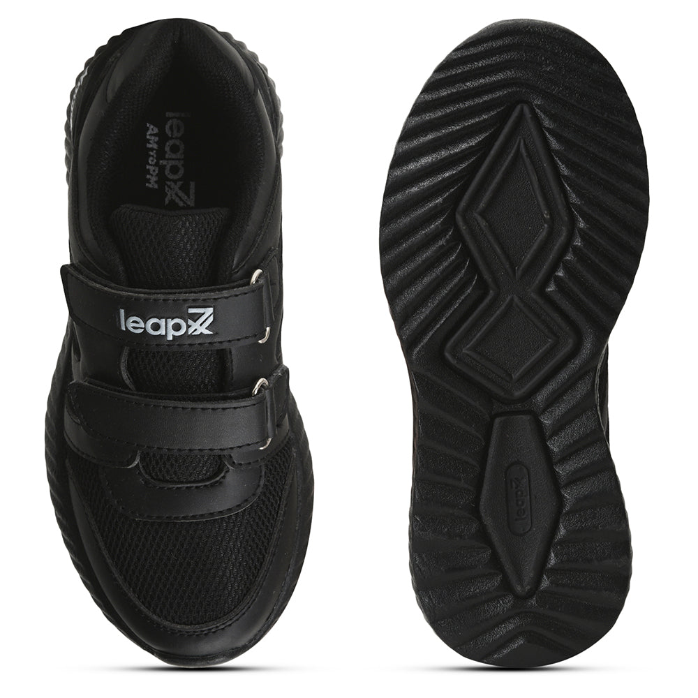 Leap7x By Liberty Kids NITSCHO-1V Black School Non Lacing Shoes