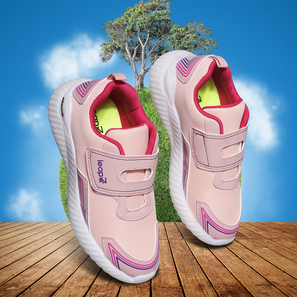 Leap7x By Liberty Kids NITKID-2 Peach Sports Non Lacing Shoes