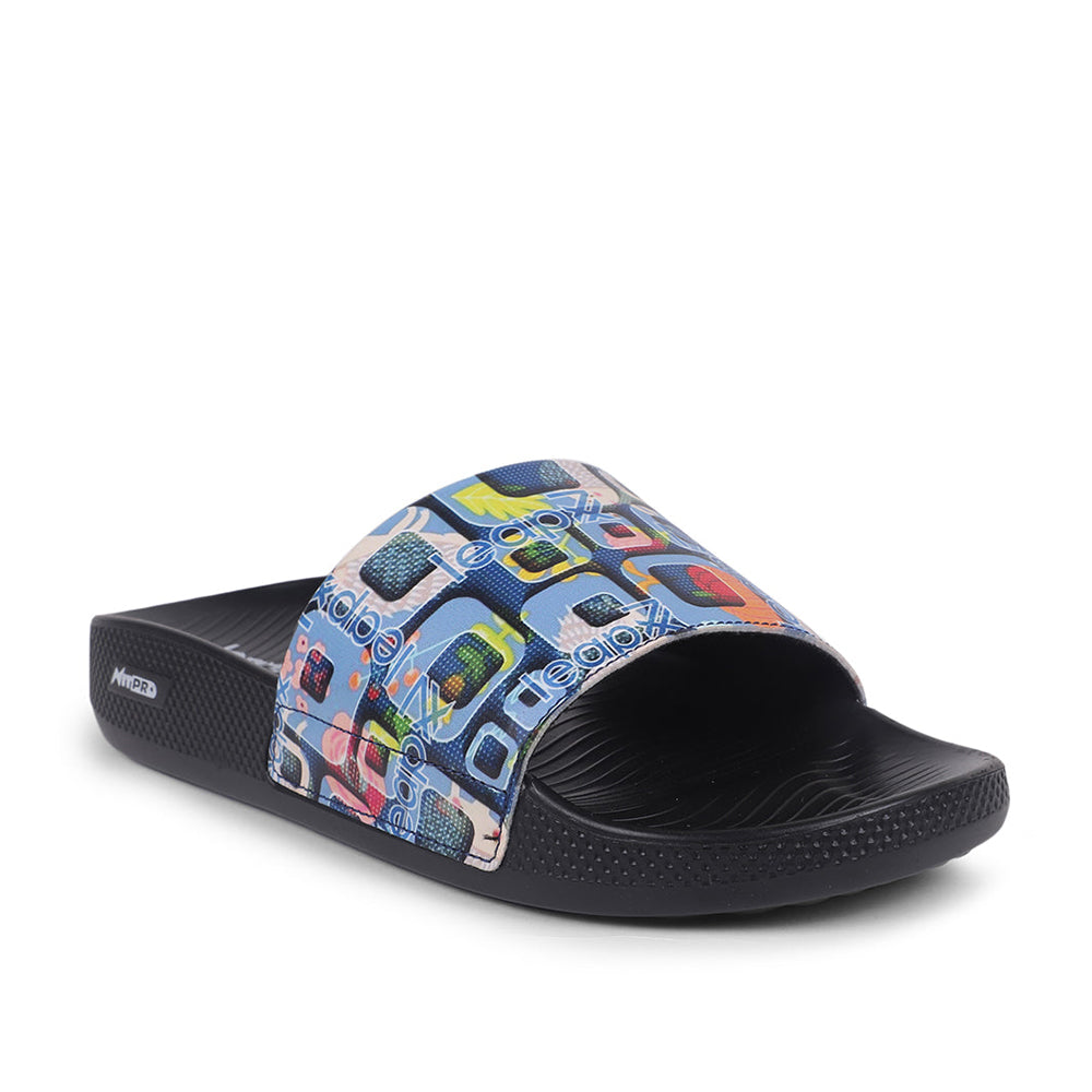 Leap7x Casual S.Blue Slides For Women NITWALK-1L By Liberty