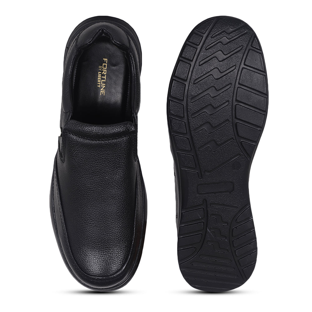 Fortune By Liberty Men DEOX-1E Black Formal Non Lacing Shoes