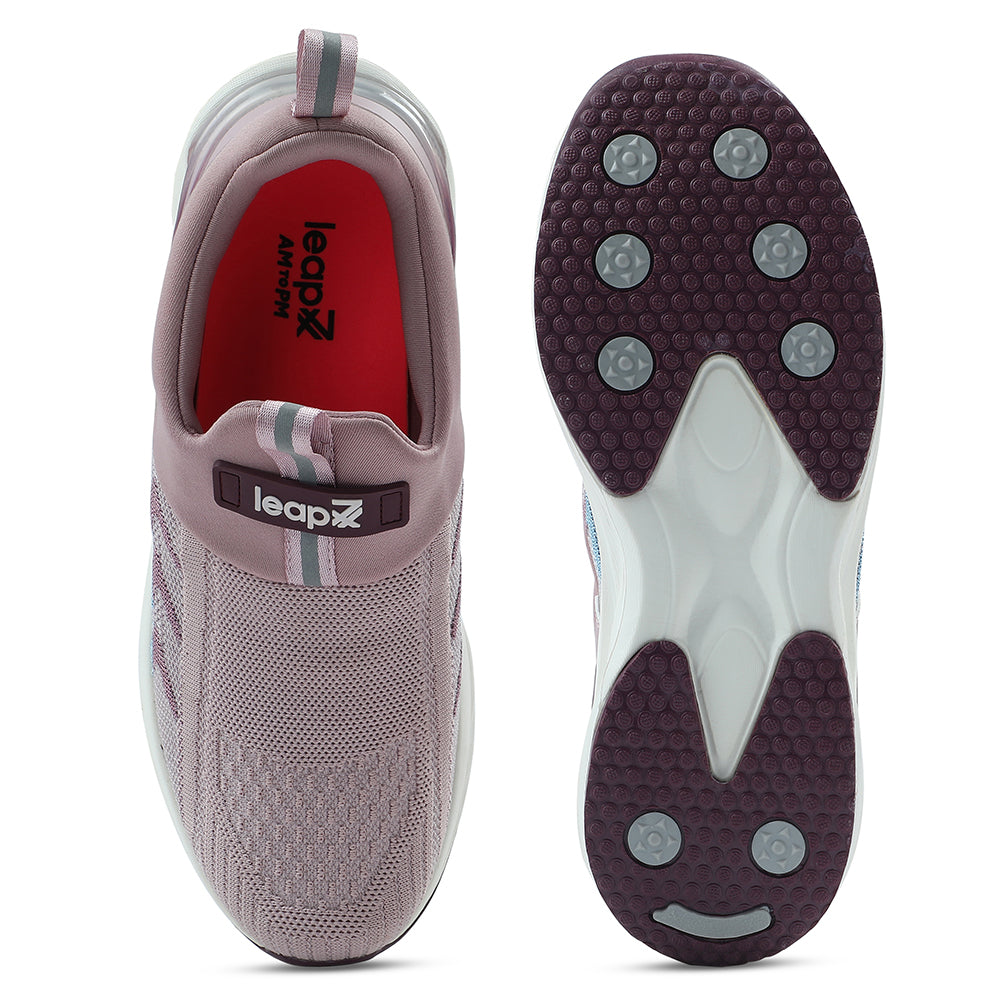 Leap7x Peach Non Lacing Sports Walking Shoes For Women AHANA 