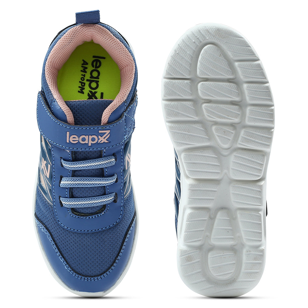 Leap7x Blue Non Lacing Velcro Casual Shoes For Kids JERRY-V 