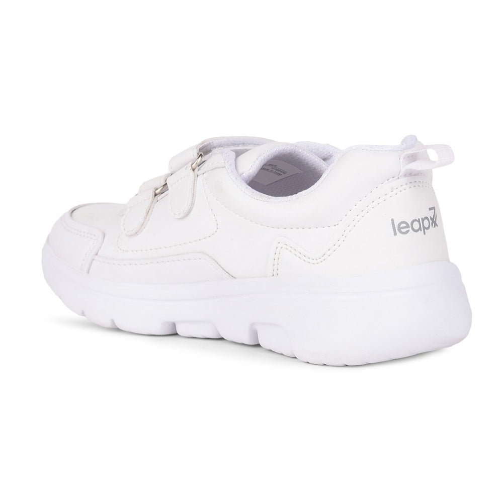 Leap7x White Non Lacing Uniform School Shoes For Kids SCHLSTAR-V 