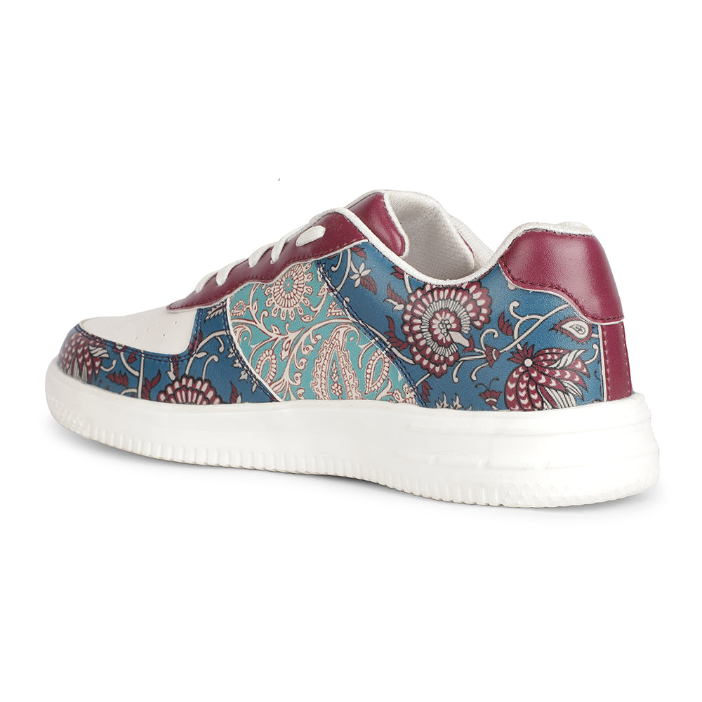 Leap7x Lacing White Block Printed Casual Sneakers For Women MJH-L8 By Liberty