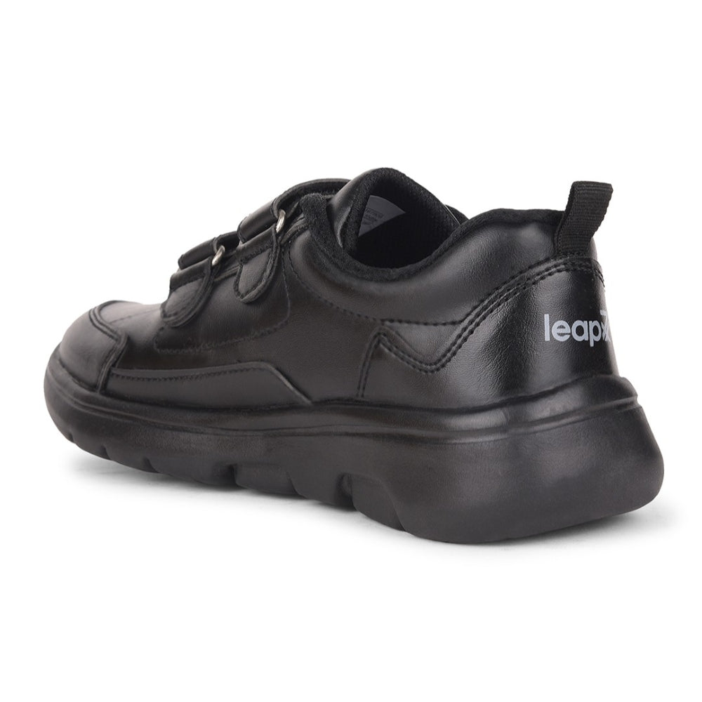 Leap7x Black Non Lacing Uniform School Shoes For Kids SCHLSTAR-V 