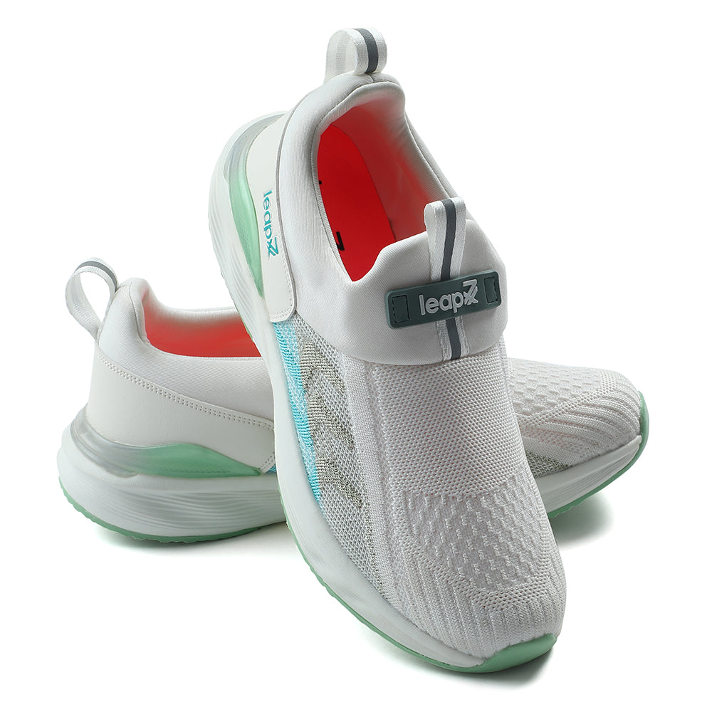 Leap7x White Non Lacing Sports Walking Shoes For Women AHANA 