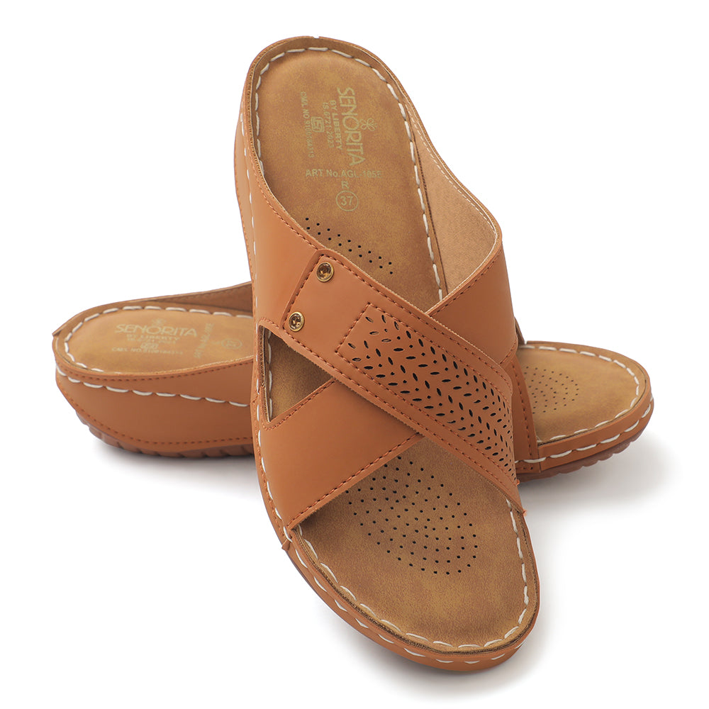 Senorita Tan Casual Slipper For Women AGL-105E 