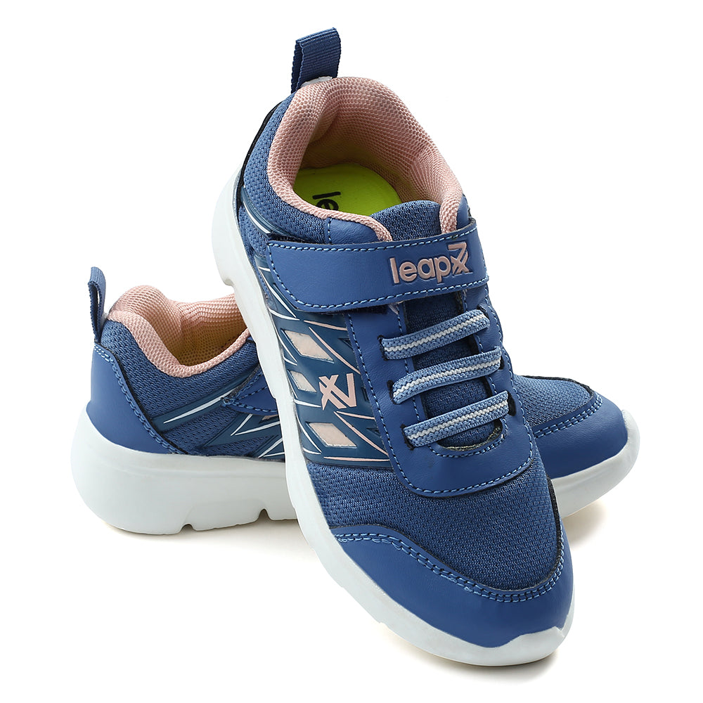 Leap7x Blue Non Lacing Velcro Casual Shoes For Kids JERRY-V 