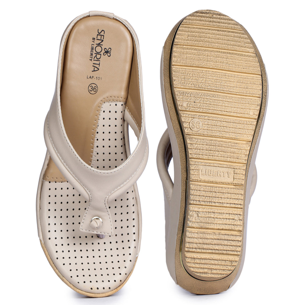 Senorita Casual Beige Slippers For Women LAF-11 By Liberty