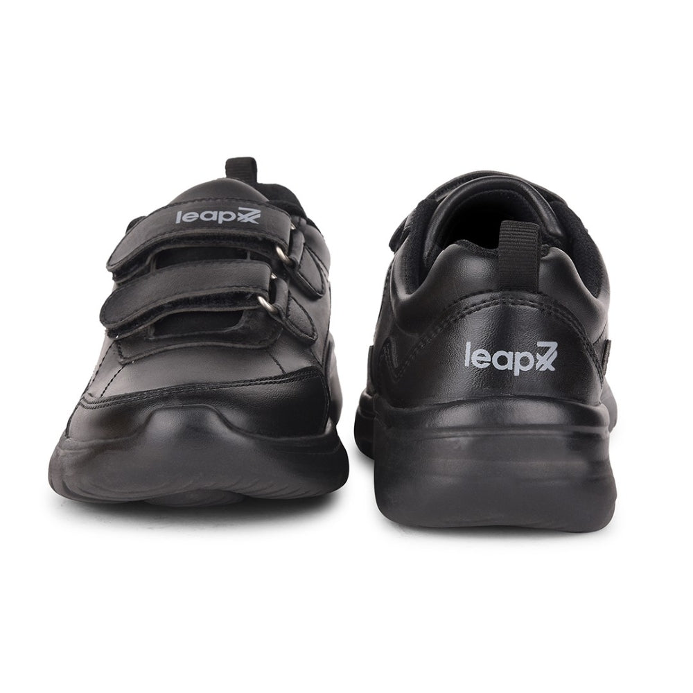 Leap7x Black Non Lacing Uniform School Shoes For Kids SCHLSTAR-V 