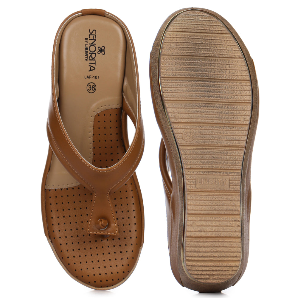 Senorita Casual Tan Slippers For Women LAF-11 By Liberty