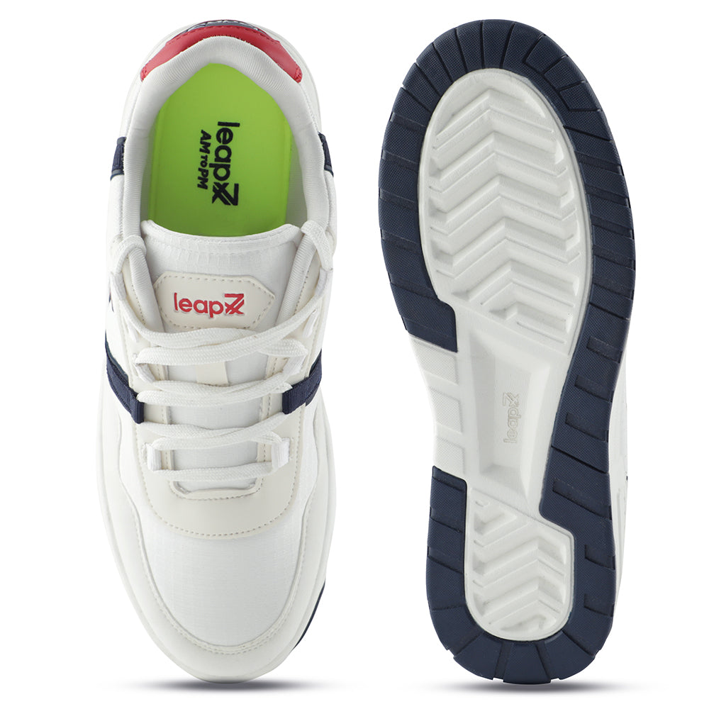 Leap7x White Sports Lacing Walking Shoes For Men NEXTER-3E 