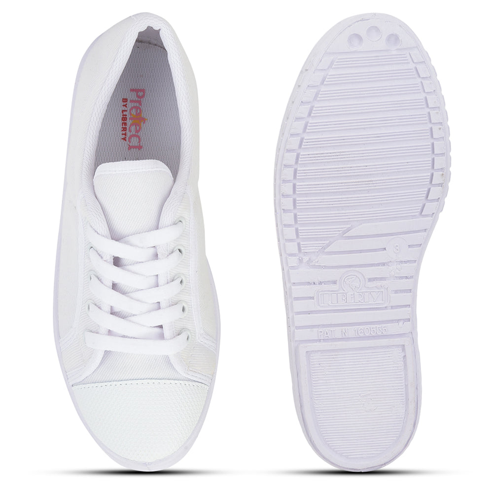 Prefect (White) Lacing PT School Shoes For Kids TENIS By Liberty