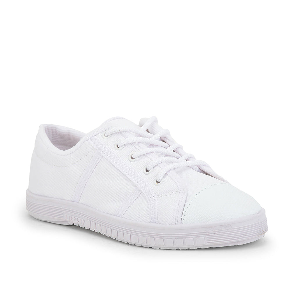 Gliders (White) Lacing PT School Shoes For Kids TENNIS-E By Liberty