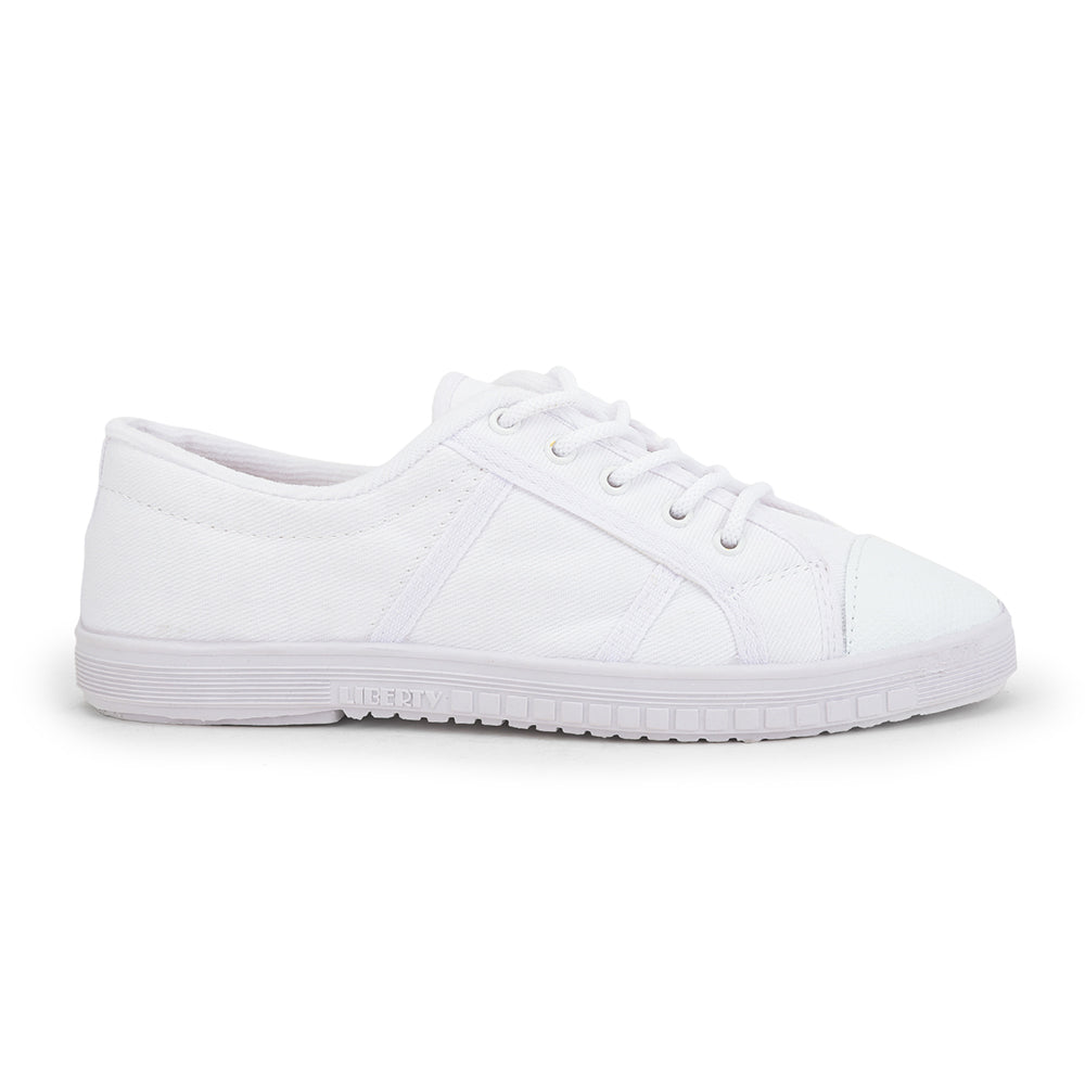 Gliders (White) Lacing PT School Shoes For Kids TENNIS-E By Liberty