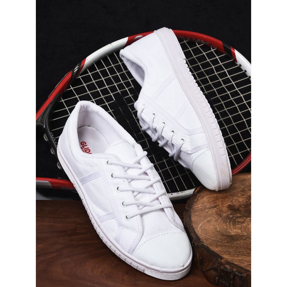 Gliders (White) Lacing PT School Shoes For Kids TENNIS-E By Liberty