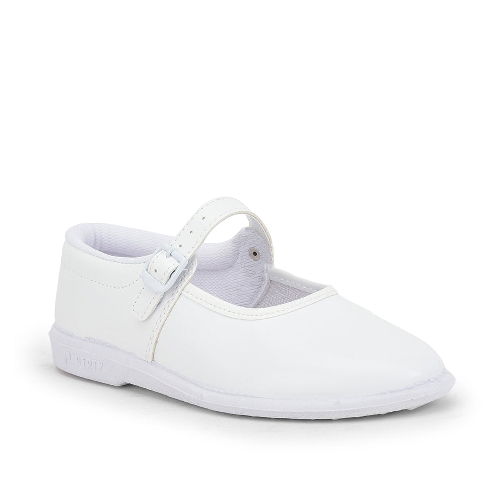 Prefect (White) Ballerina School Shoes For Kids N.S/GIRL By Liberty