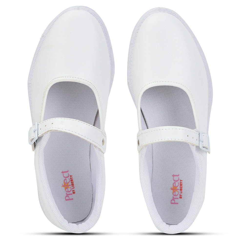 Prefect (White) Ballerina School Shoes For Kids N.S/GIRL By Liberty