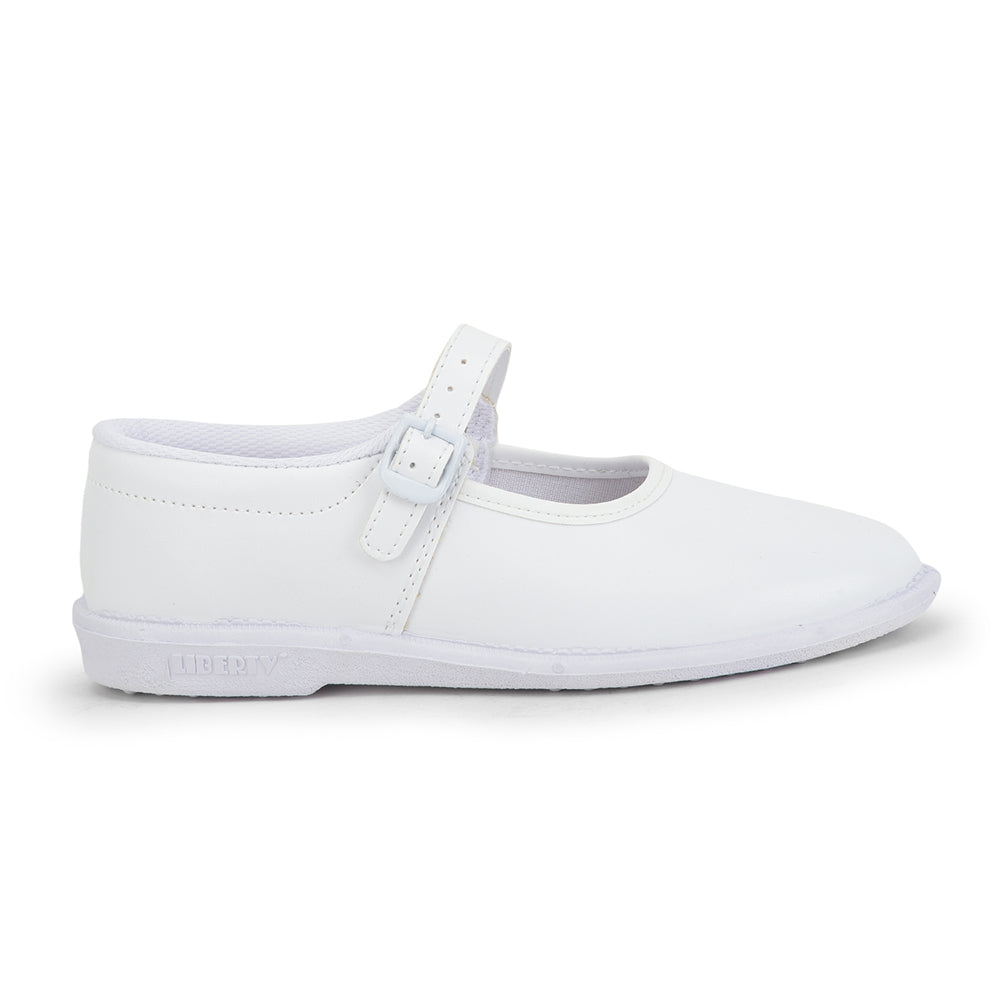 Prefect (White) Ballerina School Shoes For Kids N.S/GIRL By Liberty