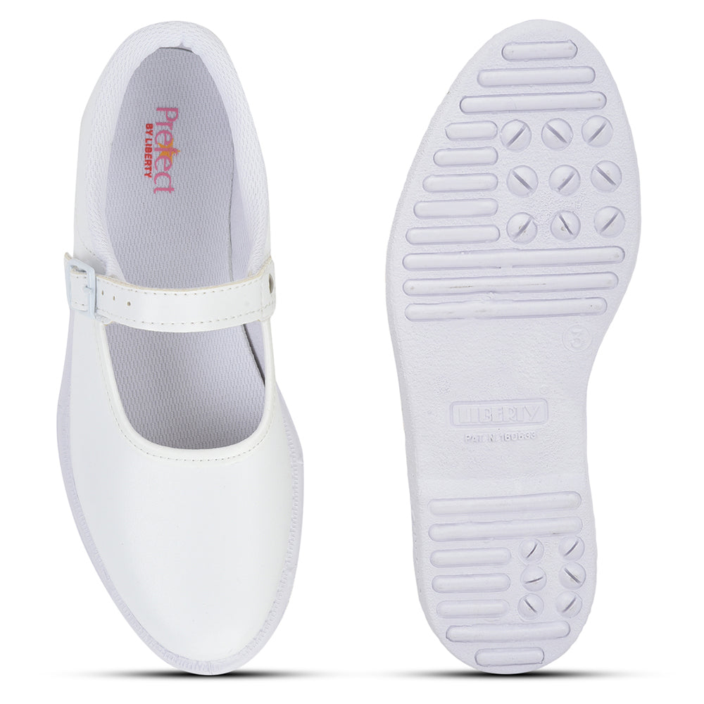 Prefect (White) Ballerina School Shoes For Kids N.S/GIRL By Liberty