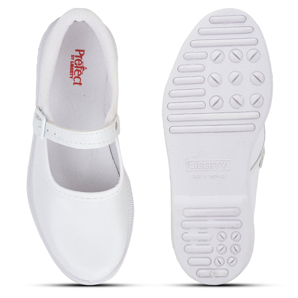 Prefect (White) Ballerina School Shoes For Kids S/GIRL (N) By Liberty