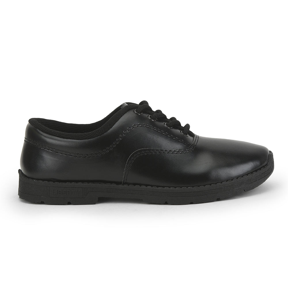 Prefect (Black) Lacing School Shoes For Kids S/BOY EXCE By Liberty