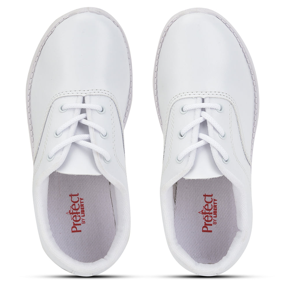 Prefect (White) Lacing School Shoes For Kids S/BOY EXCE By Liberty