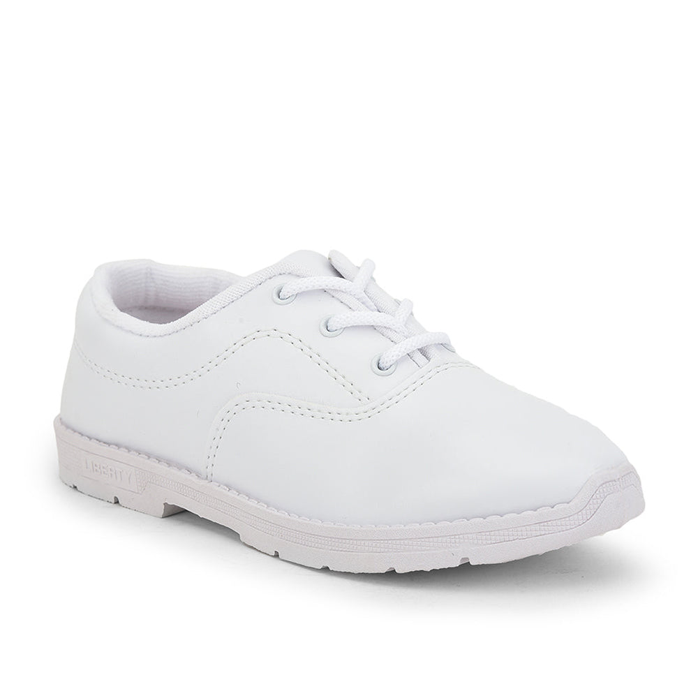 Prefect (White) Lacing School Shoes For Kids S/BOY EXCE By Liberty