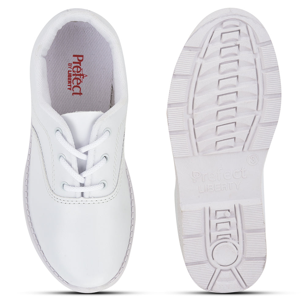 Prefect (White) Lacing School Shoes For Kids S/BOY EXCE By Liberty